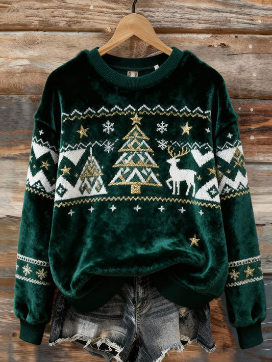 Comstylish Women's Casual Christmas Print Sweatshirt
