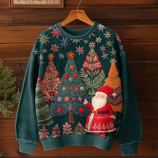 Comstylish Women's Christmas Embroidery Art Casual Sweatshirt