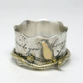 Golden Bird Silver Ring