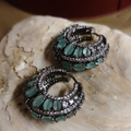 Blue Crystal Crest Earrings