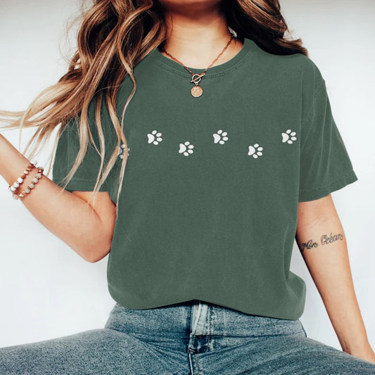 Comstylish Funny Puppy Paw Art Print Casual Short Sleeve T-Shirt