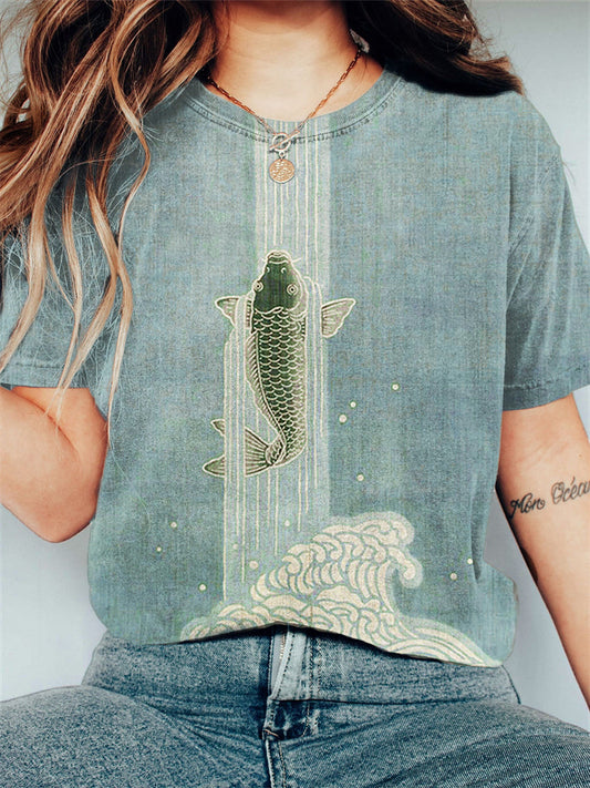 Comstylish Upstream Carp Japanese Art Comfy T Shirt
