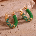 Green Zirconia Golden Earrings