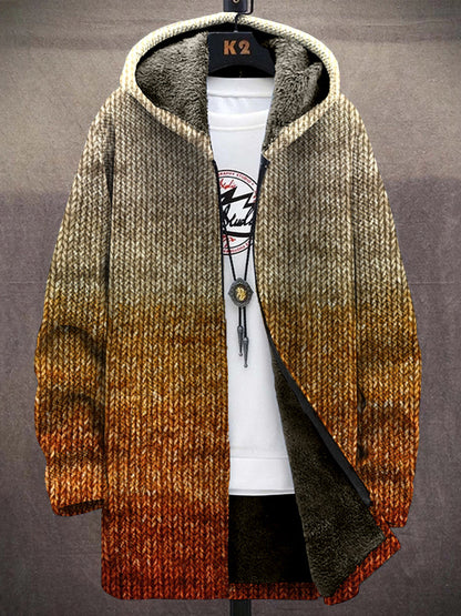 Men's Retro Old Fashioned Gradient Cozy Hooded Coat elevenforest