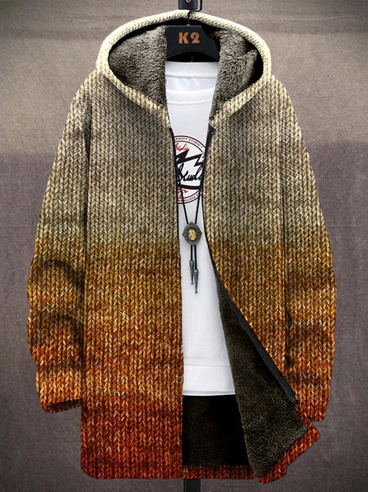 Men's Retro Old Fashioned Gradient Cozy Hooded Coat elevenforest