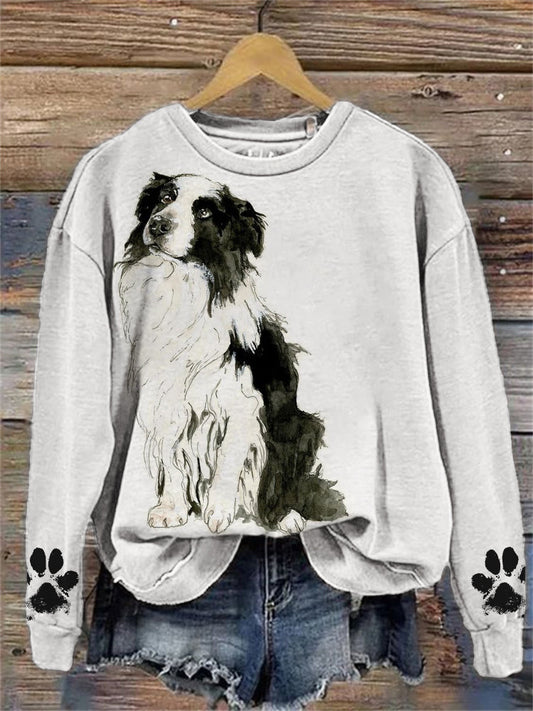 Comstylish Border Collie Dog Paw Prints Comfy Sweatshirt