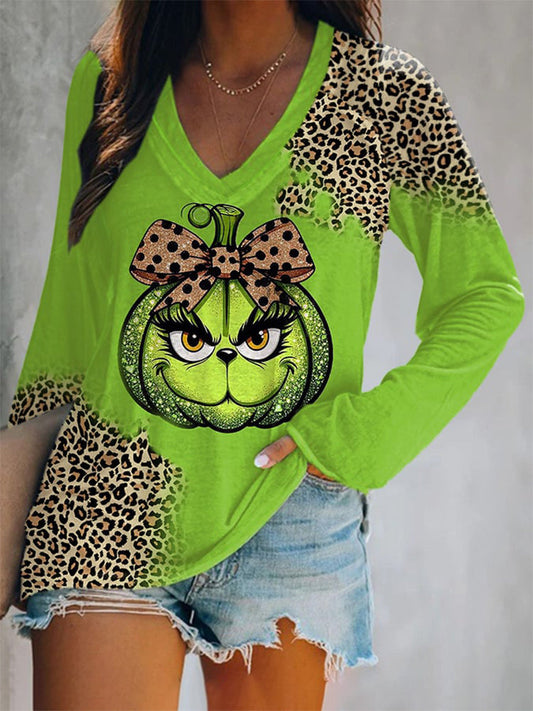 Women's Leopard Pumpkin Print T-Shirt artswardrobe