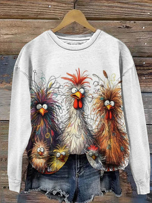 Comstylish Thanksgiving Turkeys Print Sweatshirt
