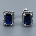 Blue Square Glass Earrings
