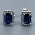 Blue Square Glass Earrings