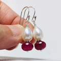 Red Crystal Pearl Earrings