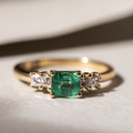Green Glass Zirconia Gold Ring
