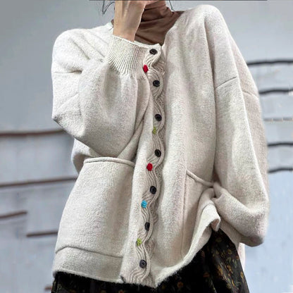 Christmas Color Wave Placket Sweater Cardigan elevenforest