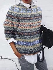 LM | Geometric patterned sweater in vintage style