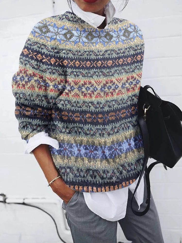 LM | Geometric patterned sweater in vintage style