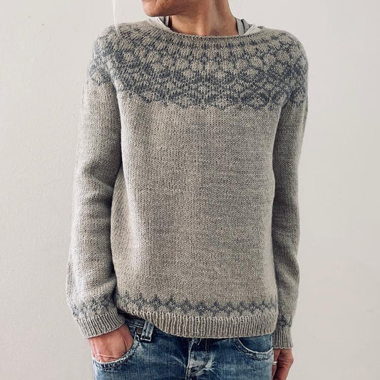 Geometric Print Long Sleeve Knitted Pullover Sweater elevenforest