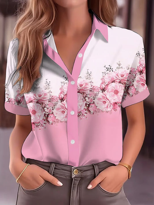 Comstylish Women's Casual Pink Awareness Short Sleeve Shirt