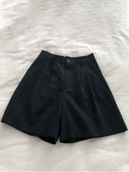 Women's Vintage Simple Linen Blend Casual Shorts artswardrobe