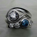 Glass & Blue Stone Silver Ring