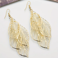 Golden Layered Leaf Earrings