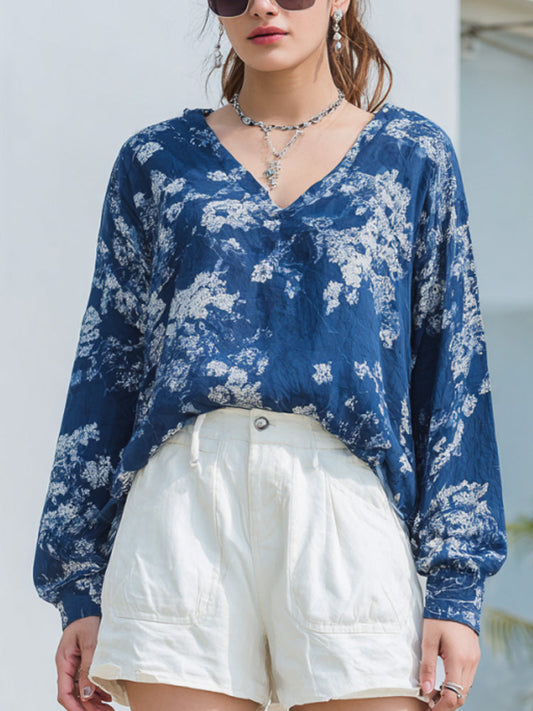 Comstylish Japanese Traditional Sashiko Art Linen Blend Shirt