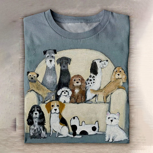 Comstylish Funny Cute Dogs Art Print Casaul Short Sleeve T-Shirt