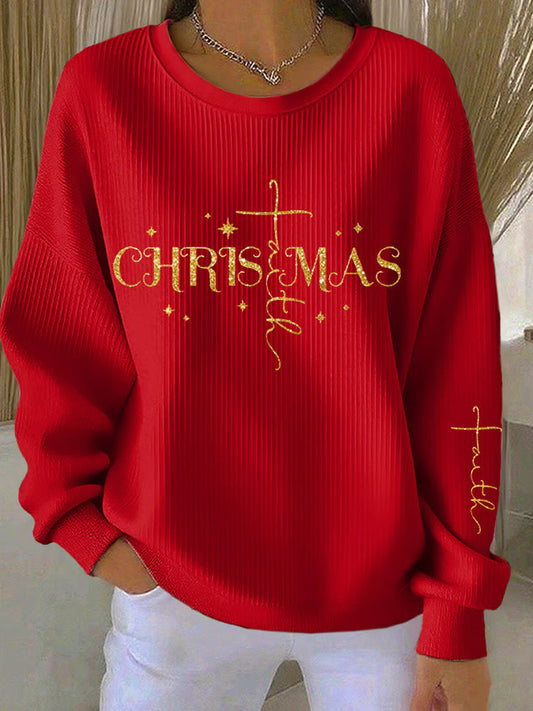 Comstylish Women's Casual Christian Christmas Print Sweatshirt