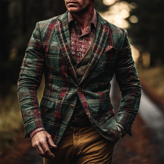 Christmas Tartan British-style Men's Blazer artswardrobe