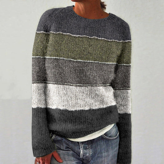 Women's Vintage Colorful Knitted Patchwork Art Sweater elevenforest