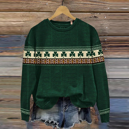 Comstylish St. Patrick's Shamrock Print Casual Sweatshirt