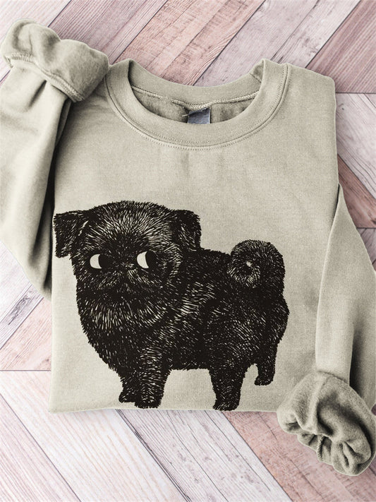 Comstylish Funny Black Pug Dog Art Cozy Sweatshirt