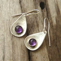 Silver Purple Drop Earrings