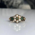 Green Beaded Flower Ring