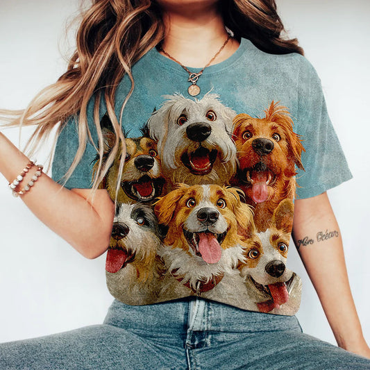 Comstylish Funny Cute Dog Art Print Casual T-Shirt