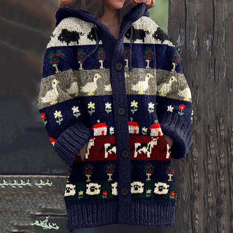 Vintage Rural Animal Knitted Warm Sweater Cardigan artswardrobe