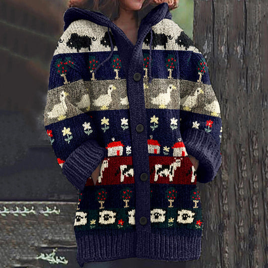 Vintage Rural Animal Knitted Warm Sweater Cardigan artswardrobe