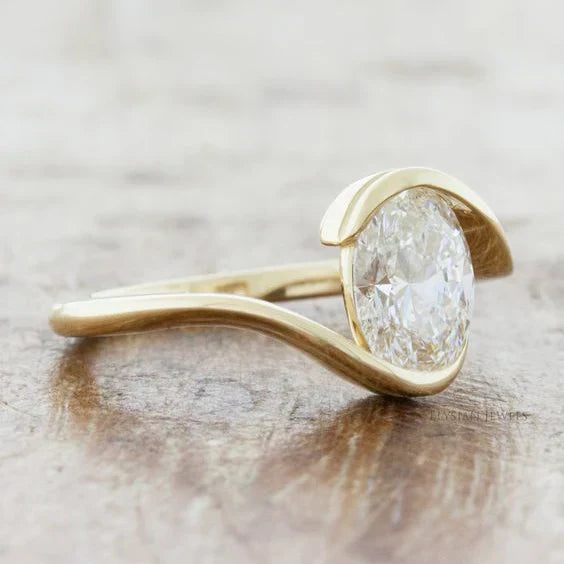 White Glass Gold Ring