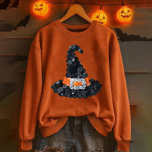 Comstylish Women's Halloween Print Crew Neck Casual Sweatshirt