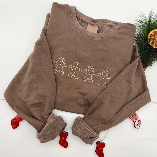 Comstylish Christmas Gingerbread Man Embroidered Comfortable Sweatshirt
