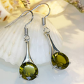 Olive Crystal Dangling Earrings