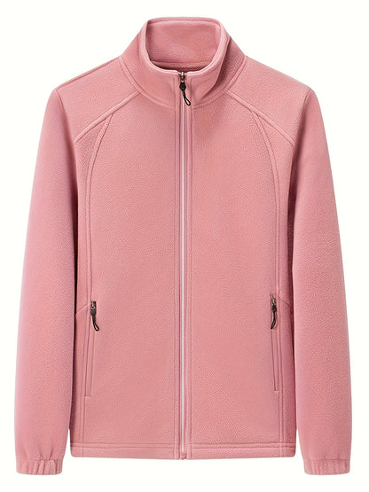 LM | Plush women's outdoor jacket with stand-up collar and long sleeves