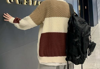 LM | Patchwork jacquard knit sweater