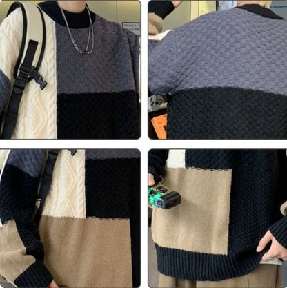 LM | Patchwork jacquard knit sweater