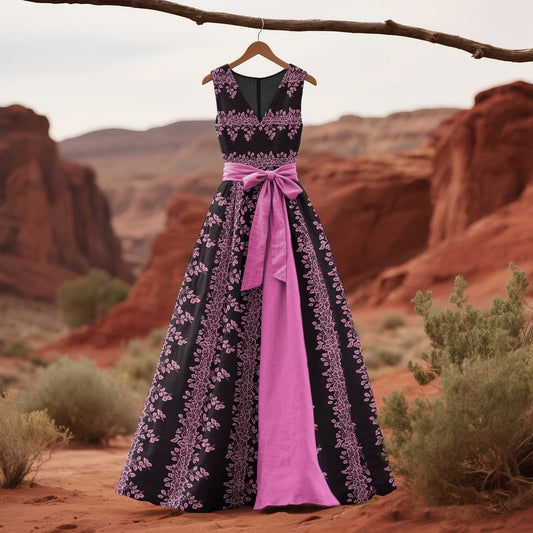 Women's Vintage Floral Art Sleeveless Dress artswardrobe
