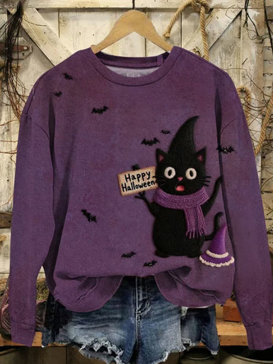 Comstylish Women's Casual Halloween Print Sweatshirt