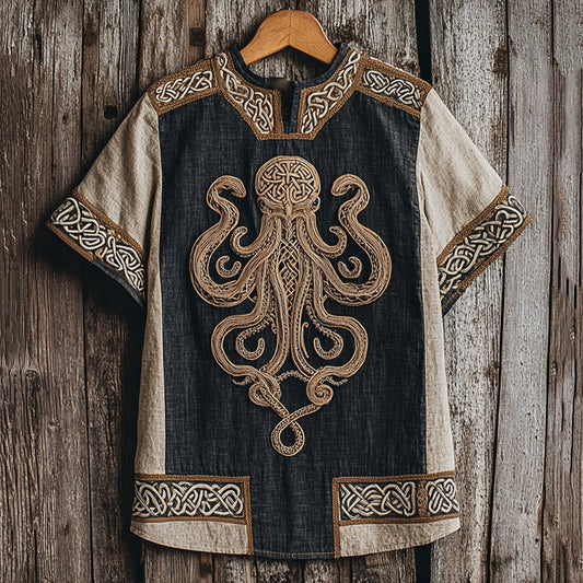 Viking Cthulhu Celtic Knot Ropet Contrast Color T-shirt artswardrobe