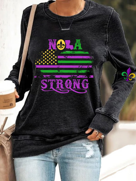 Comstylish Women's Mardi Gras Nola Strong Casual Sweatshirt
