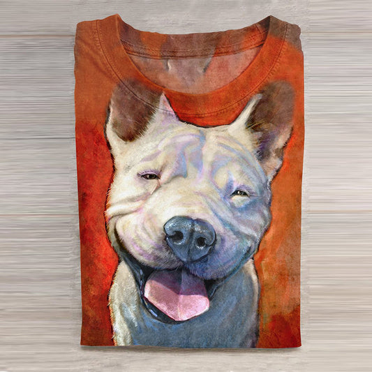 Comstylish Dog Art Print Casual Short Sleeve T-Shirt