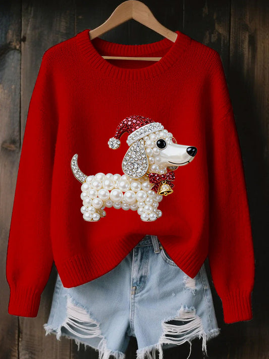 Comstylish Women's Christmas Dog Art Sweatshirt