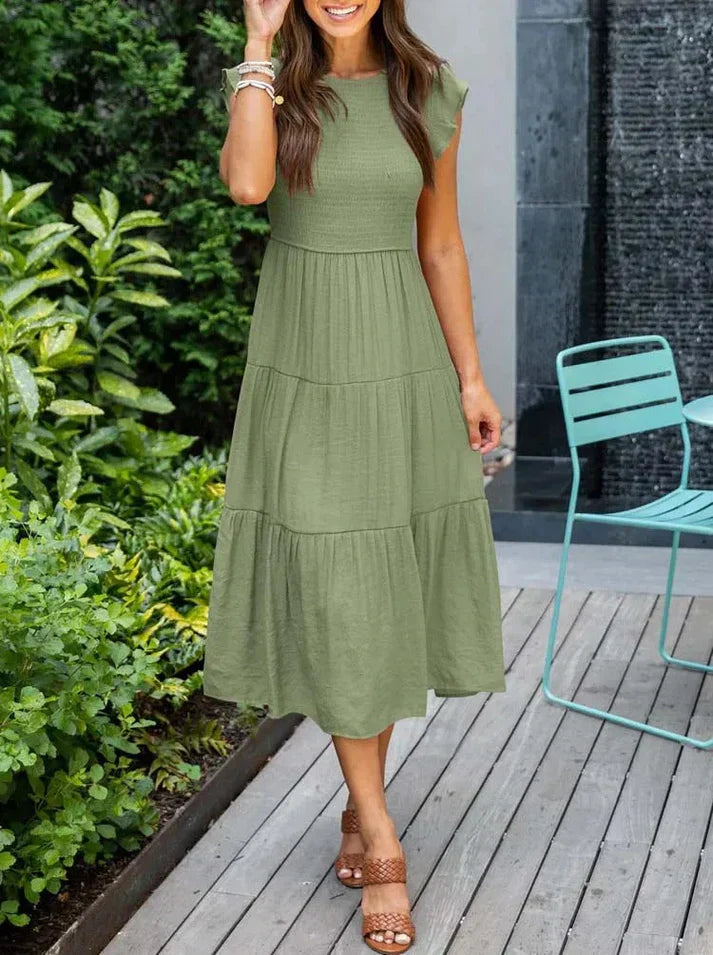 LM | Midi dresses with short sleeves for women